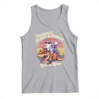 Princess Donut and Mongo Ride or Roar Tank Top Funny Cat Riding Dinosaur Retro Sunset