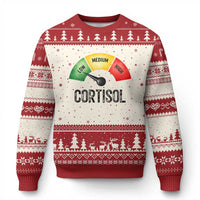 Funny Low Cortisol Stress Meter Ugly Christmas Sweater Low Medium High Anxiety Humor