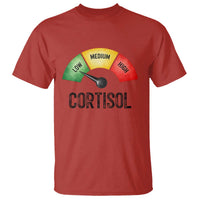Funny Low Cortisol Stress Meter T Shirt Low Medium High Anxiety Humor