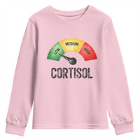 Funny Low Cortisol Stress Meter Youth Sweatshirt Low Medium High Anxiety Humor