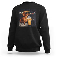 Cool Dachshund Drinking Iced Coffee Graphic Sweatshirt Funny Wiener Dog Night Vibes Aesthetic