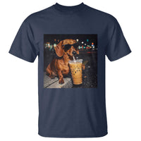 Cool Dachshund Drinking Iced Coffee Graphic T Shirt Funny Wiener Dog Night Vibes Aesthetic