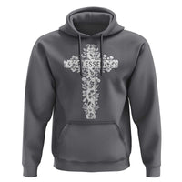 Blessed Floral Cross Christian Graphic Hoodie Faith Inspired Minimalist Scripture
