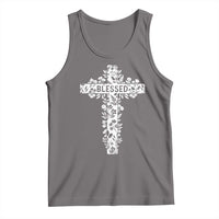 Blessed Floral Cross Christian Graphic Tank Top Faith Inspired Minimalist Scripture