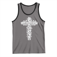 Blessed Floral Cross Christian Graphic Tank Top Faith Inspired Minimalist Scripture