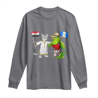 Egypt and Guatemala Friendship Heritage Pride Long Sleeve Shirt Cute Cat and Quetzal Holding Flag