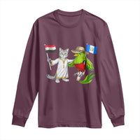 Egypt and Guatemala Friendship Heritage Pride Long Sleeve Shirt Cute Cat and Quetzal Holding Flag