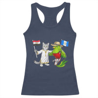 Egypt and Guatemala Friendship Heritage Pride Racerback Tank Top Cute Cat and Quetzal Holding Flag