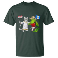 Egypt and Guatemala Friendship Heritage Pride T Shirt Cute Cat and Quetzal Holding Flag