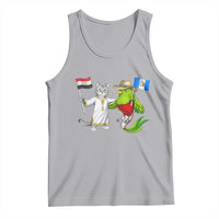 Egypt and Guatemala Friendship Heritage Pride Tank Top Cute Cat and Quetzal Holding Flag
