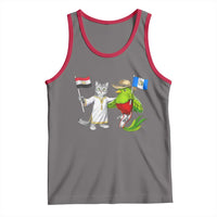 Egypt and Guatemala Friendship Heritage Pride Tank Top Cute Cat and Quetzal Holding Flag