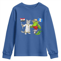 Egypt and Guatemala Friendship Heritage Pride Youth Sweatshirt Cute Cat and Quetzal Holding Flag