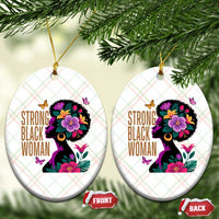 Strong Black Woman Floral Afro Ceramic Ornament Empowering Black Queen Pride Celebrating Melanin and Strength