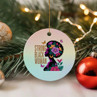 Strong Black Woman Floral Afro Ceramic Ornament Empowering Black Queen Pride Celebrating Melanin and Strength