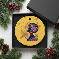 Strong Black Woman Floral Afro Ceramic Ornament Empowering Black Queen Pride Celebrating Melanin and Strength