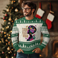 Strong Black Woman Floral Afro Ugly Christmas Sweater Empowering Black Queen Pride Celebrating Melanin and Strength