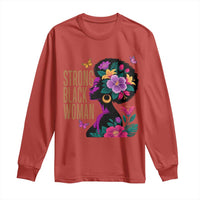 Strong Black Woman Floral Afro Long Sleeve Shirt Empowering Black Queen Pride Celebrating Melanin and Strength