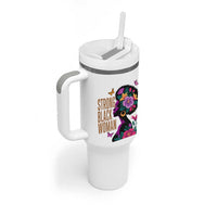 Strong Black Woman Floral Afro Tumbler With Handle Empowering Black Queen Pride Celebrating Melanin and Strength