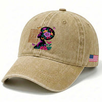 Strong Black Woman Floral Afro Washed Cotton Baseball Cap Empowering Black Queen Pride Celebrating Melanin and Strength