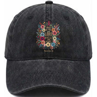 Trust in the Lord Proverbs 3:5 Floral Christian Washed Cotton Baseball Cap Inspirational Bible Verse