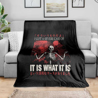 Dark Japanese Aesthetic Skeleton Meme Graphic Throw Blanket I Got a Severe Case of It Is What It Is