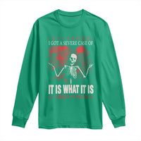 Dark Japanese Aesthetic Skeleton Meme Graphic Long Sleeve Shirt I Got a Severe Case of It Is What It Is