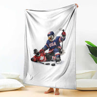 USA Eagle Vs Canada Loon Rivalry Graphic Throw Blanket Funny Sports Fan Ice Hockey Game Day Supporter
