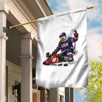 USA Eagle Vs Canada Loon Rivalry Graphic Garden Flag Funny Sports Fan Ice Hockey Game Day Supporter