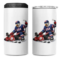 USA Eagle Vs Canada Loon Rivalry Graphic 4 in 1 Can Cooler Tumbler Funny Sports Fan Ice Hockey Game Day Supporter