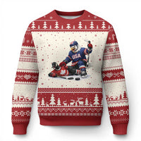 USA Eagle Vs Canada Loon Rivalry Graphic Ugly Christmas Sweater Funny Sports Fan Ice Hockey Game Day Supporter