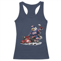 USA Eagle Vs Canada Loon Rivalry Graphic Racerback Tank Top Funny Sports Fan Ice Hockey Game Day Supporter