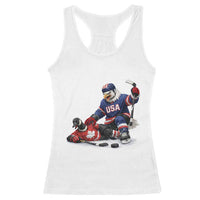 USA Eagle Vs Canada Loon Rivalry Graphic Racerback Tank Top Funny Sports Fan Ice Hockey Game Day Supporter