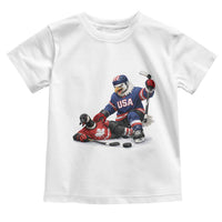USA Eagle Vs Canada Loon Rivalry Graphic Toddler T Shirt Funny Sports Fan Ice Hockey Game Day Supporter