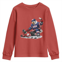 USA Eagle Vs Canada Loon Rivalry Graphic Youth Sweatshirt Funny Sports Fan Ice Hockey Game Day Supporter