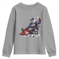USA Eagle Vs Canada Loon Rivalry Graphic Youth Sweatshirt Funny Sports Fan Ice Hockey Game Day Supporter
