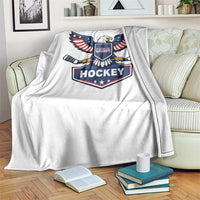 Screaming American Eagle Hockey Pride Graphic Throw Blanket Proud USA Ice Sticks Sports Fan