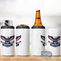 Screaming American Eagle Hockey Pride Graphic 4 in 1 Can Cooler Tumbler Proud USA Ice Sticks Sports Fan