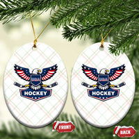 Screaming American Eagle Hockey Pride Graphic Ceramic Ornament Proud USA Ice Sticks Sports Fan
