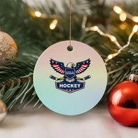 Screaming American Eagle Hockey Pride Graphic Ceramic Ornament Proud USA Ice Sticks Sports Fan