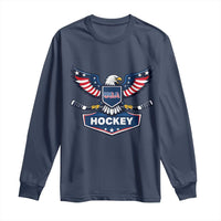 Screaming American Eagle Hockey Pride Graphic Long Sleeve Shirt Proud USA Ice Sticks Sports Fan