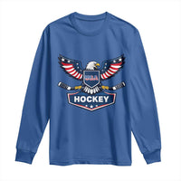 Screaming American Eagle Hockey Pride Graphic Long Sleeve Shirt Proud USA Ice Sticks Sports Fan