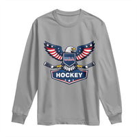 Screaming American Eagle Hockey Pride Graphic Long Sleeve Shirt Proud USA Ice Sticks Sports Fan