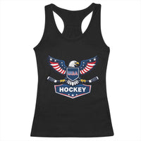 Screaming American Eagle Hockey Pride Graphic Racerback Tank Top Proud USA Ice Sticks Sports Fan