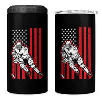 Patriotic American Flag Ice Hockey Player 4 in 1 Can Cooler Tumbler Stars And Stripes Sports Graphic