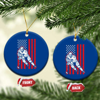 Patriotic American Flag Ice Hockey Player Ceramic Ornament Stars And Stripes Sports Graphic