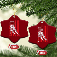 Patriotic American Flag Ice Hockey Player Ceramic Ornament Stars And Stripes Sports Graphic