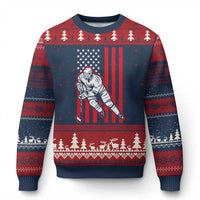 Patriotic American Flag Ice Hockey Player Ugly Christmas Sweater Stars And Stripes Sports Graphic