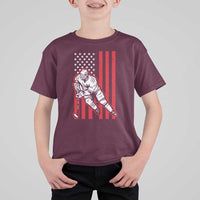 Patriotic American Flag Ice Hockey Player T Shirt For Kid Stars And Stripes Sports Graphic