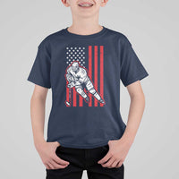Patriotic American Flag Ice Hockey Player T Shirt For Kid Stars And Stripes Sports Graphic