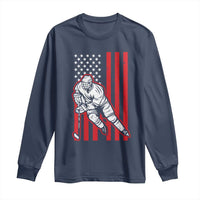 Patriotic American Flag Ice Hockey Player Long Sleeve Shirt Stars And Stripes Sports Graphic